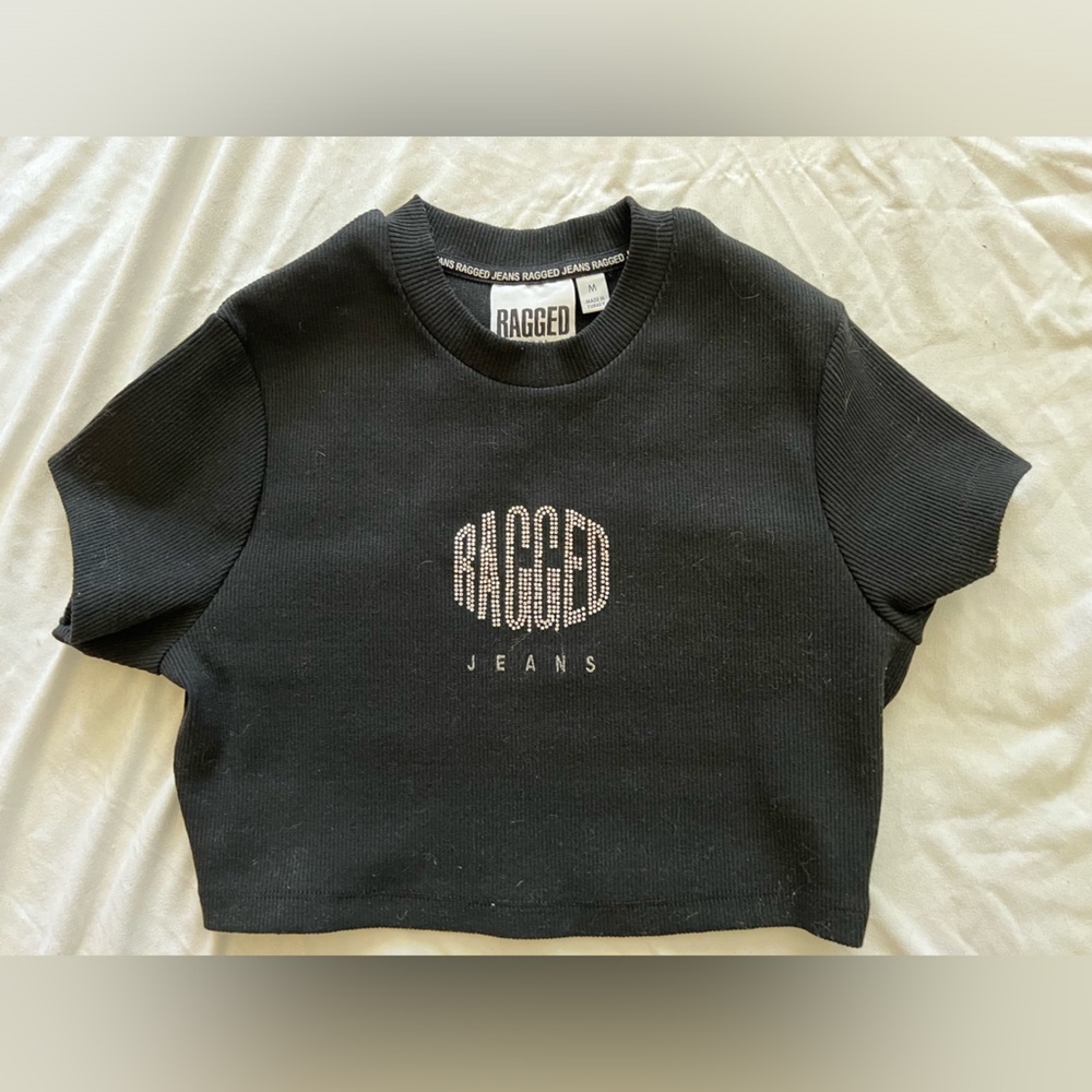 Ragged priest jeweled super crop top